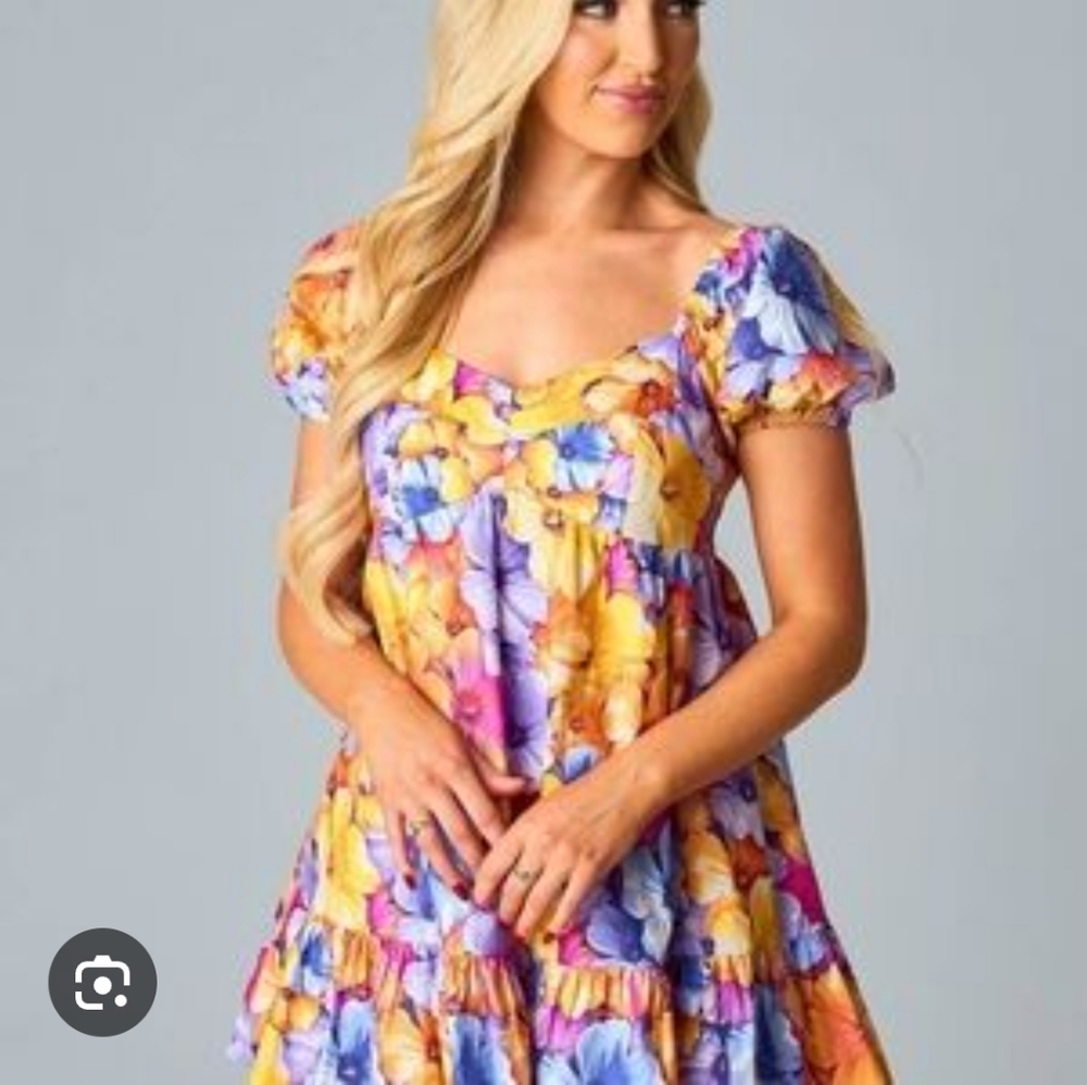 Buddy Love Floral Mini Dress in Yellow, Purple, Pink